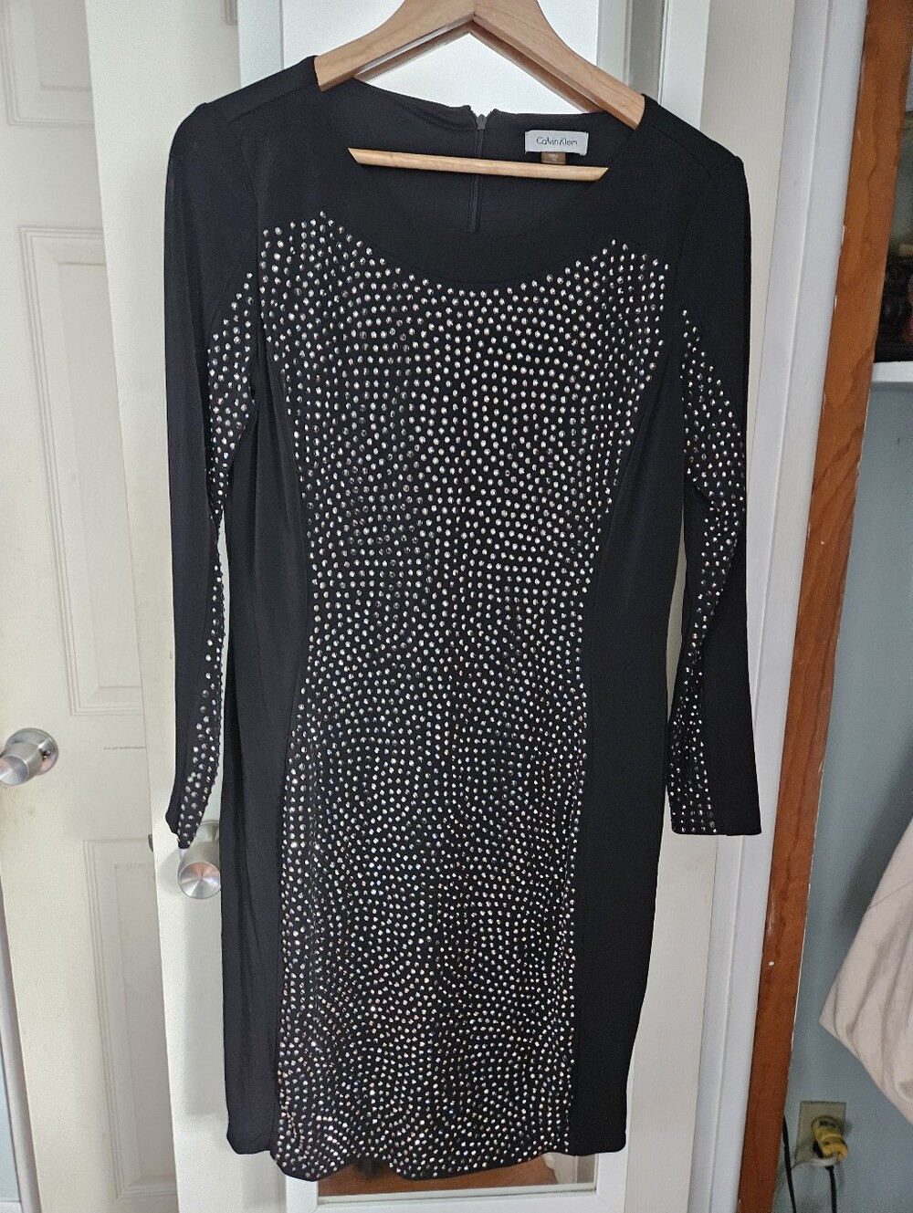 Calvin KLEIN Rhinestone Long Sleeve Dress